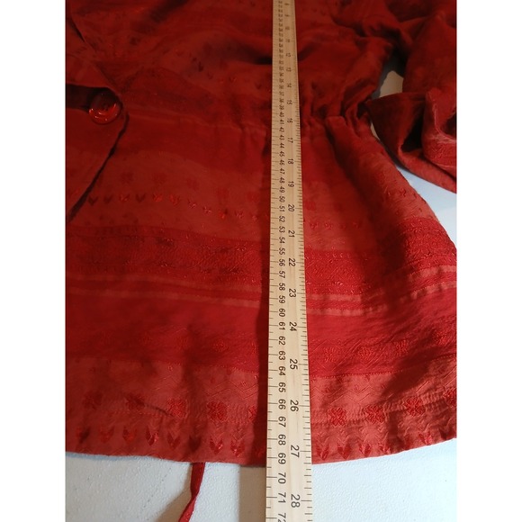 Sharon Young Red Textured Button Front Jacket Women XL Artsy Lagenlook - Picture 5 of 11